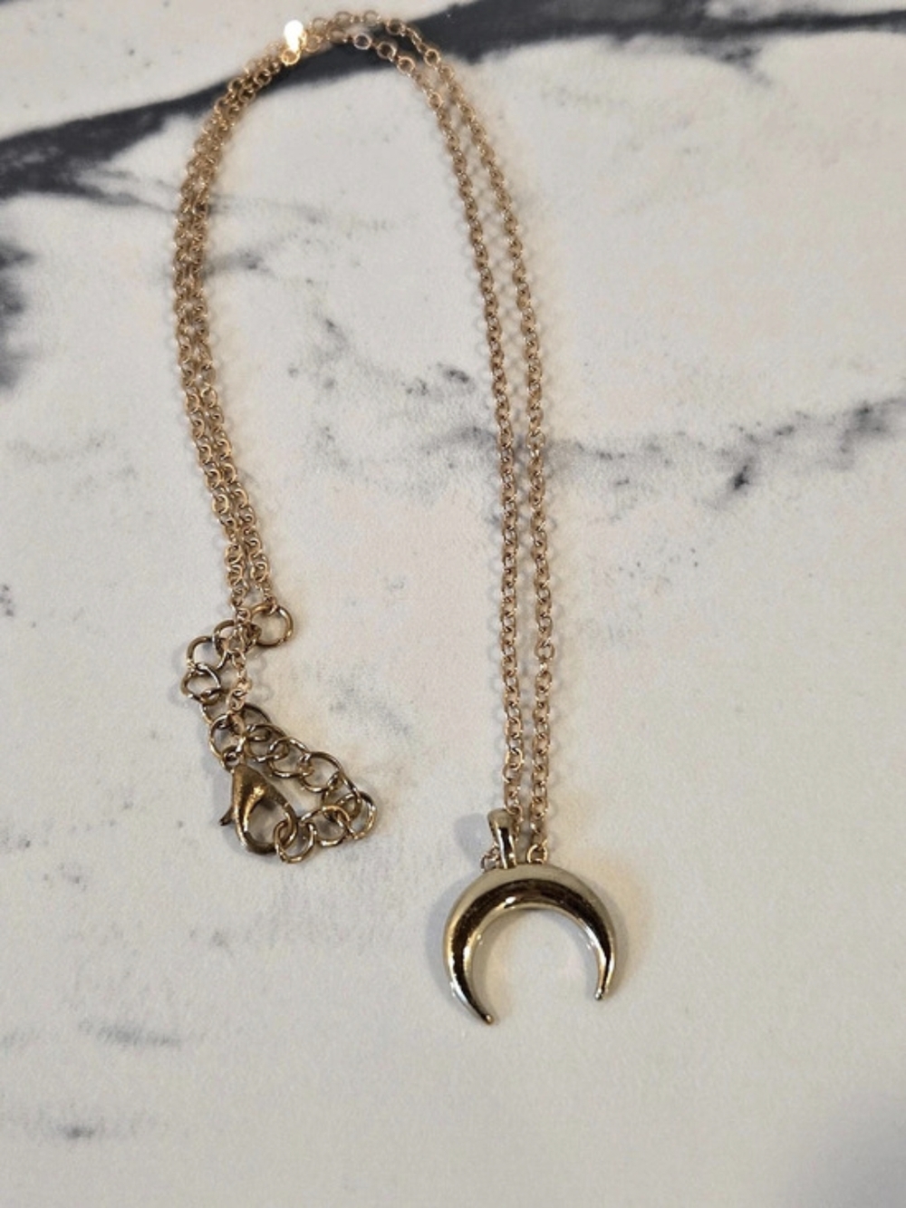 Gold-Tone Crescent Moon Pendant Necklace Dainty Celestial Jewelry